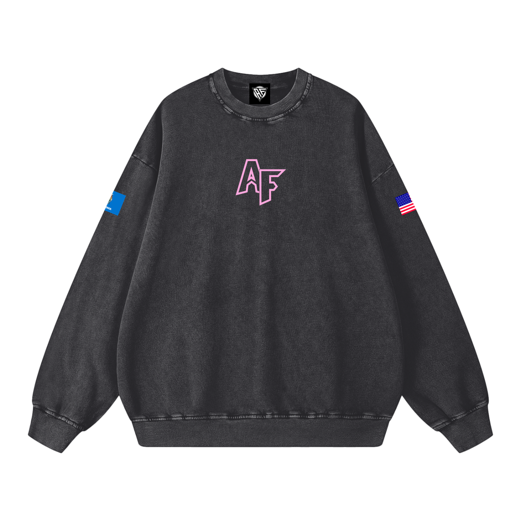 Pink AF Snow Washed Oversized Sweatshirt