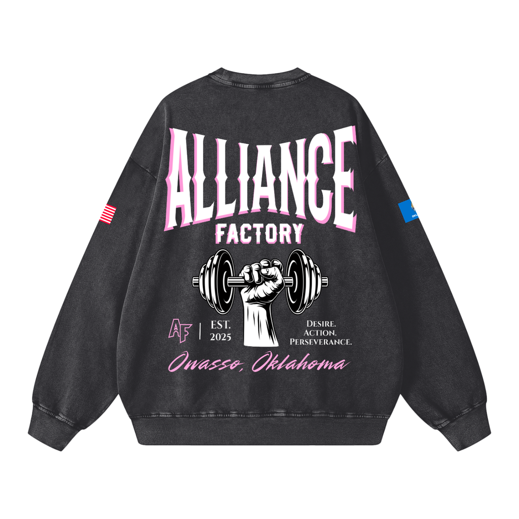 Pink AF Snow Washed Oversized Sweatshirt