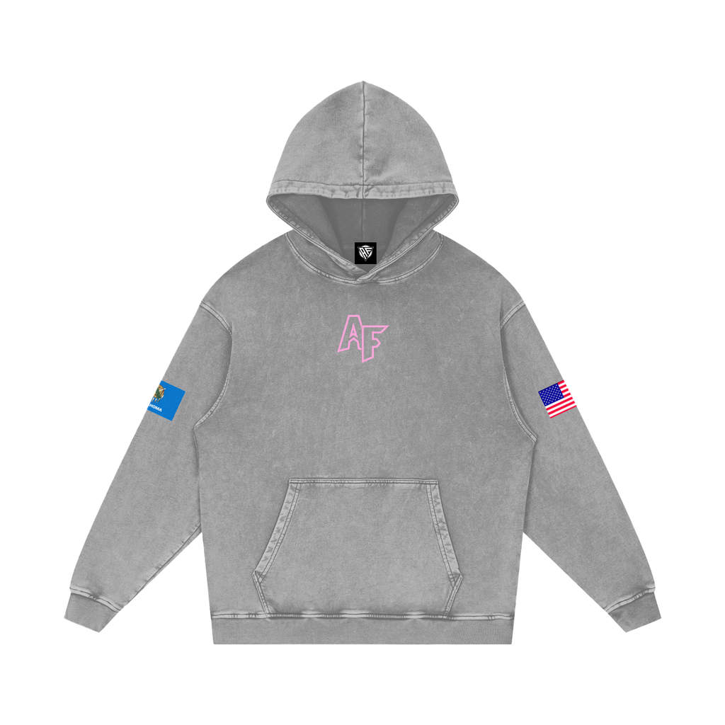 Pink AF Snow Washed Loose Cotton Hoodie