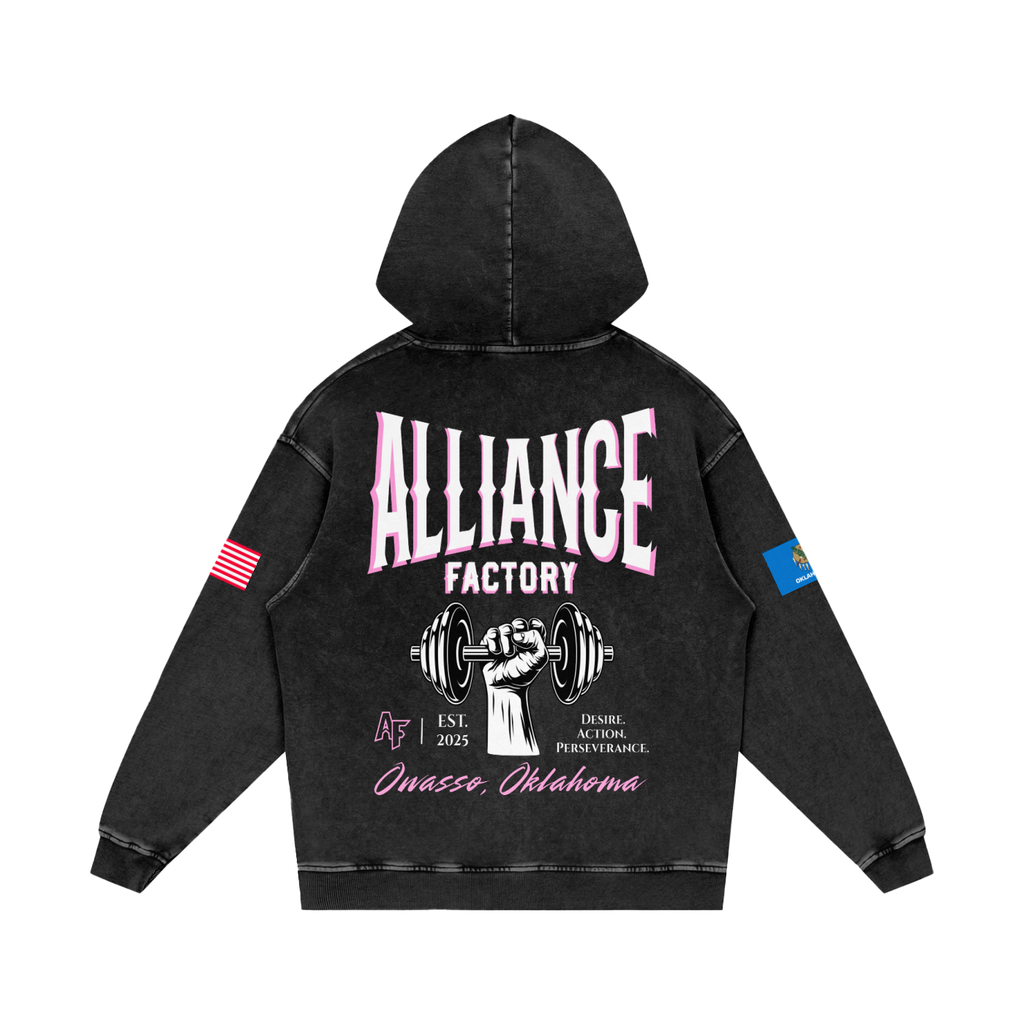 Pink AF Snow Washed Loose Cotton Hoodie