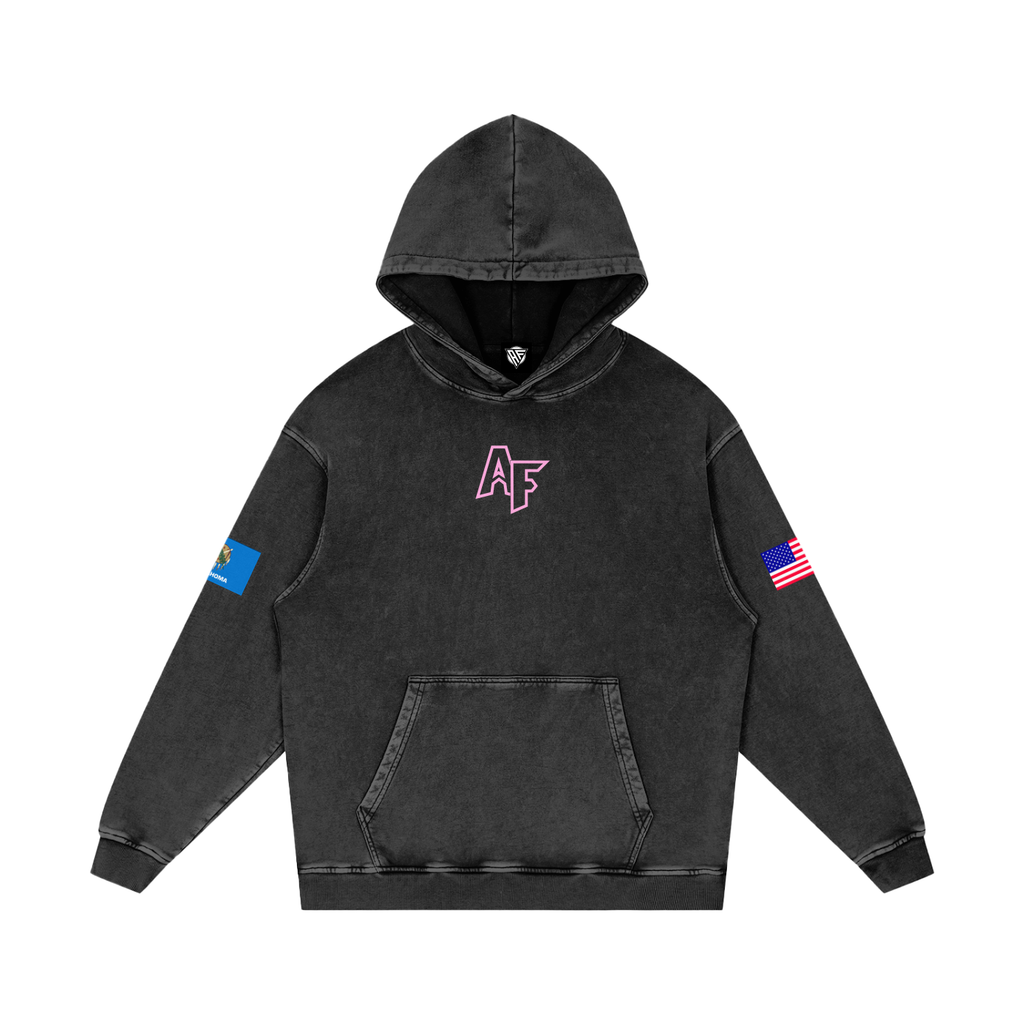 Pink AF Snow Washed Loose Cotton Hoodie