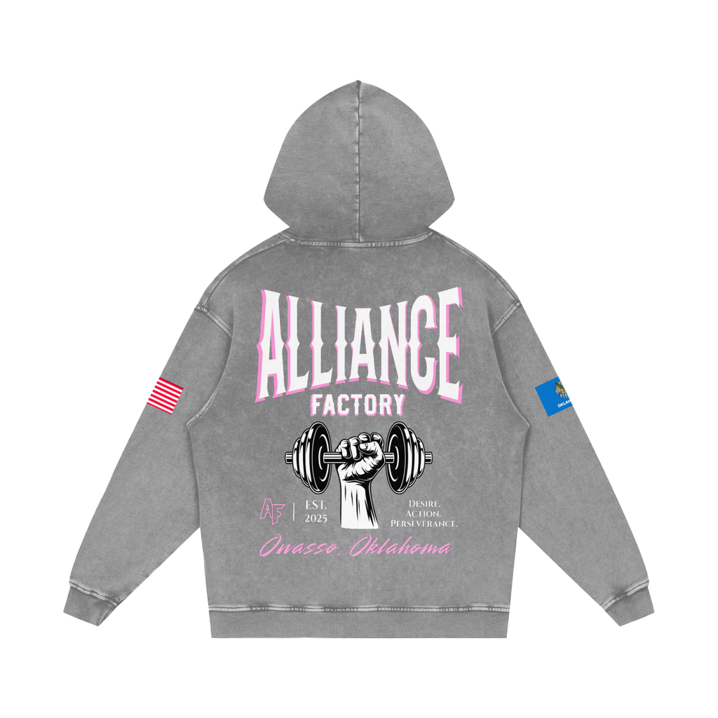 Pink AF Snow Washed Loose Cotton Hoodie