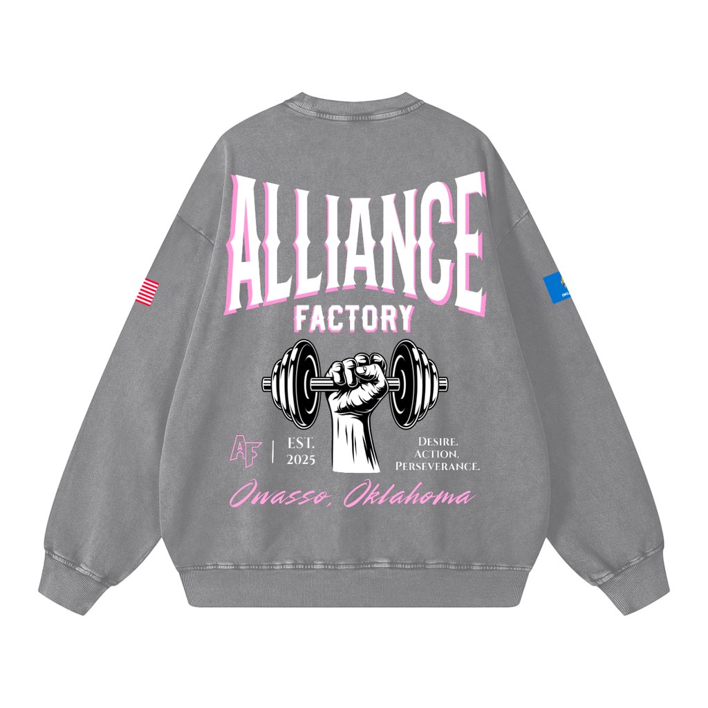 Pink AF Snow Washed Oversized Sweatshirt